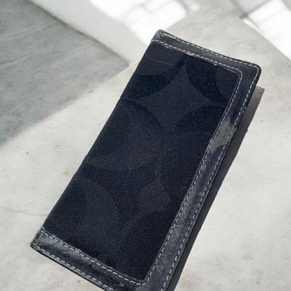 Coach Signature Canvas & Leather Check Book Cover Black 3" x 6.5" Fair Condition - Picture 1 of 6